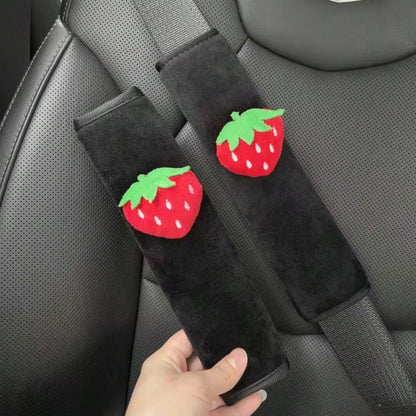2pcs Strawberry Car Seat Belt Shoulder Pads, Seat Belt Covers, Cute Girl Car Interior Accessories