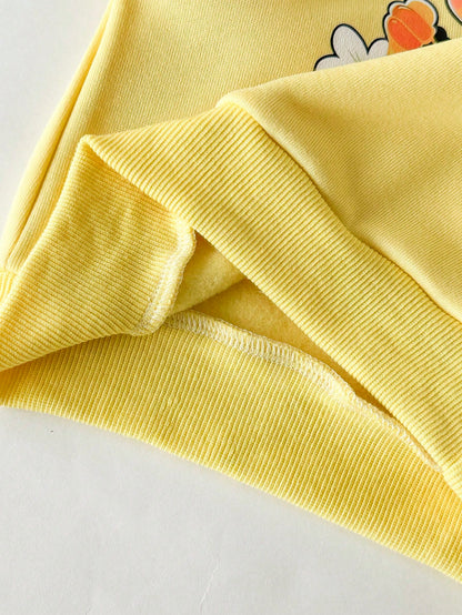 2pcs Toddler Baby Infant Girls Cute Yellow Bee Graphic Long Sleeve Pullover Soft Thick Sweatshirt Sweat Pants 2 Piece Sets Matching Set Fall School