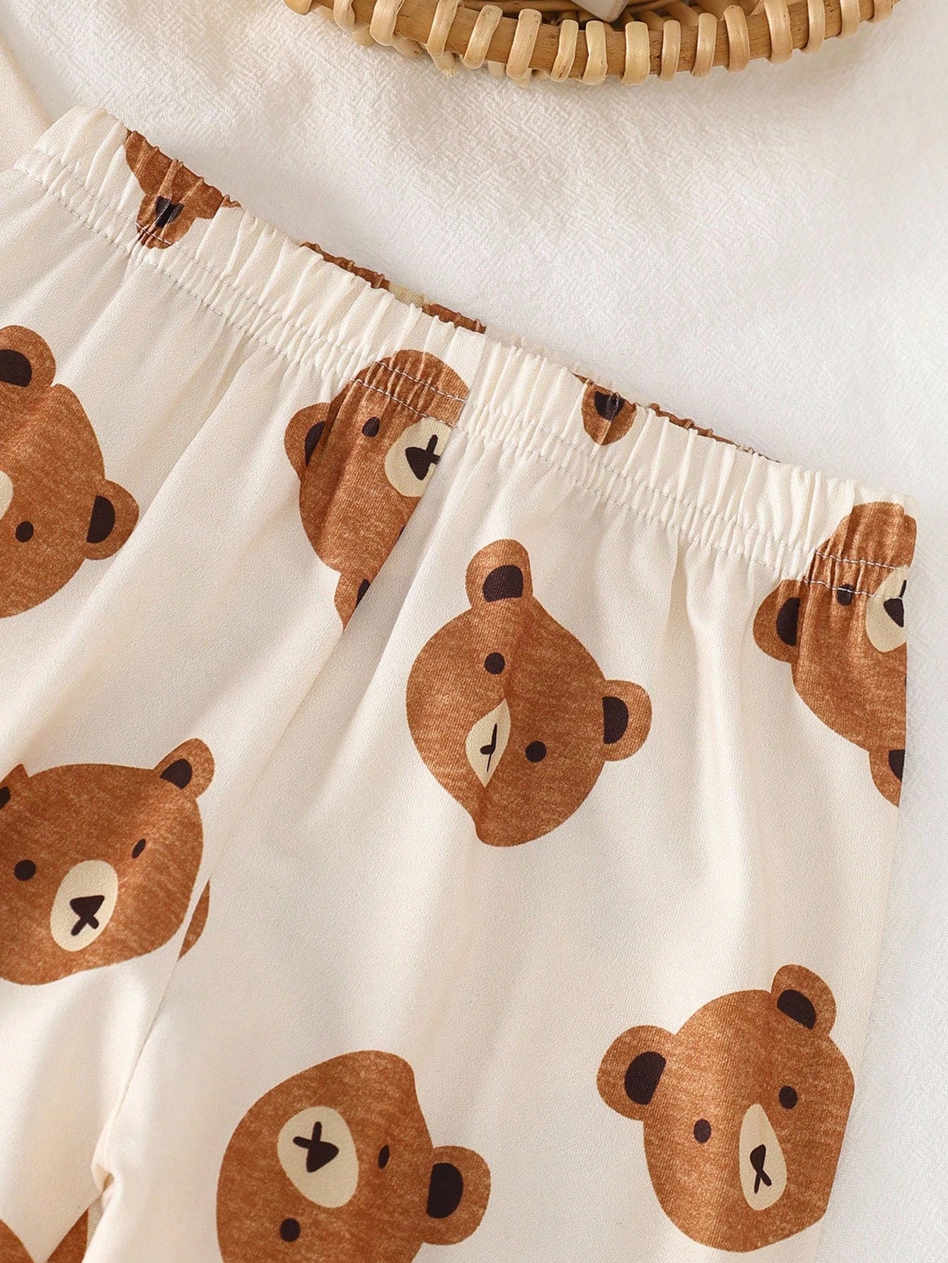 2pcs Toddler Boys Cute Casual Cartoon Bear Print Zip-Up Long Sleeve Top And Pants Homewear Set, Light Apricot Fall Winter