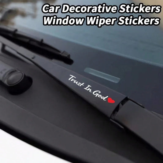 2pcs Trust In God Car Windshield Wiper Stickers| Car Decorative Decals, Car Body Scratch-Resistant Protective Covers, Self-Adhesive Vinyl Material, Suitable For Glass Surfaces And Religious Themes