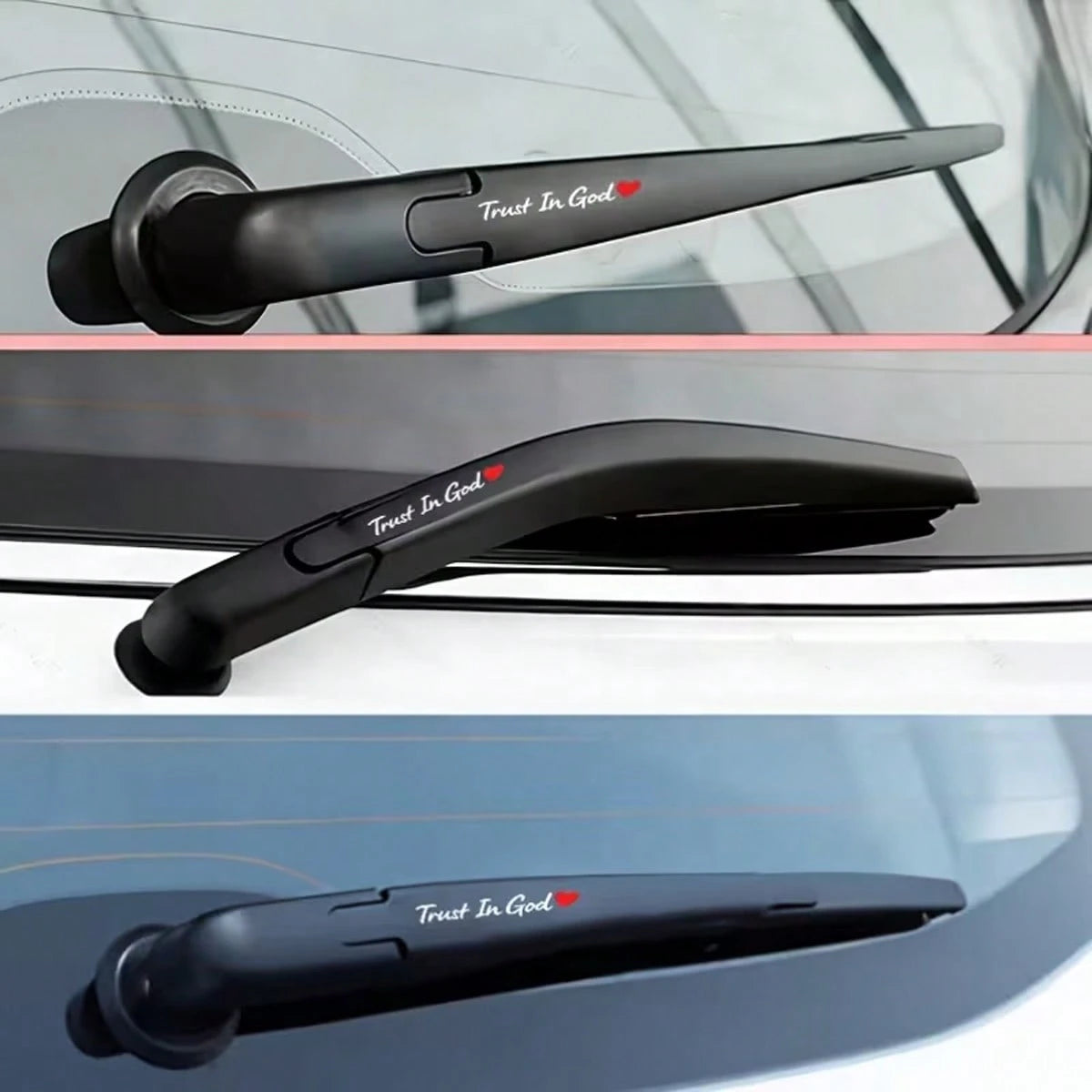 2pcs Trust In God Car Windshield Wiper Stickers| Car Decorative Decals, Car Body Scratch-Resistant Protective Covers, Self-Adhesive Vinyl Material, Suitable For Glass Surfaces And Religious Themes