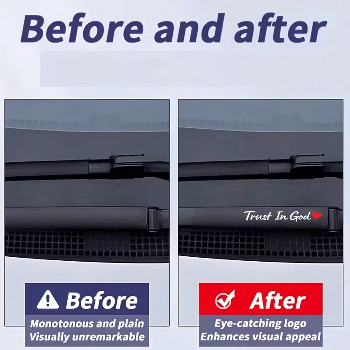 2pcs Trust In God Car Windshield Wiper Stickers| Car Decorative Decals, Car Body Scratch-Resistant Protective Covers, Self-Adhesive Vinyl Material, Suitable For Glass Surfaces And Religious Themes