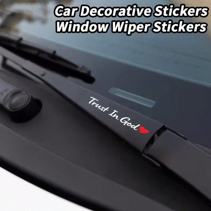 2pcs Trust In God Car Windshield Wiper Stickers| Car Decorative Decals, Car Body Scratch-Resistant Protective Covers, Self-Adhesive Vinyl Material, Suitable For Glass Surfaces And Religious Themes