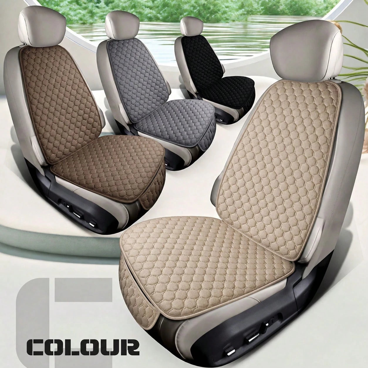 2pcs Universal Car Seat Cushions, All-Season Comfortable, Non-Slip Design, Suitable For Front Seats And Backrests