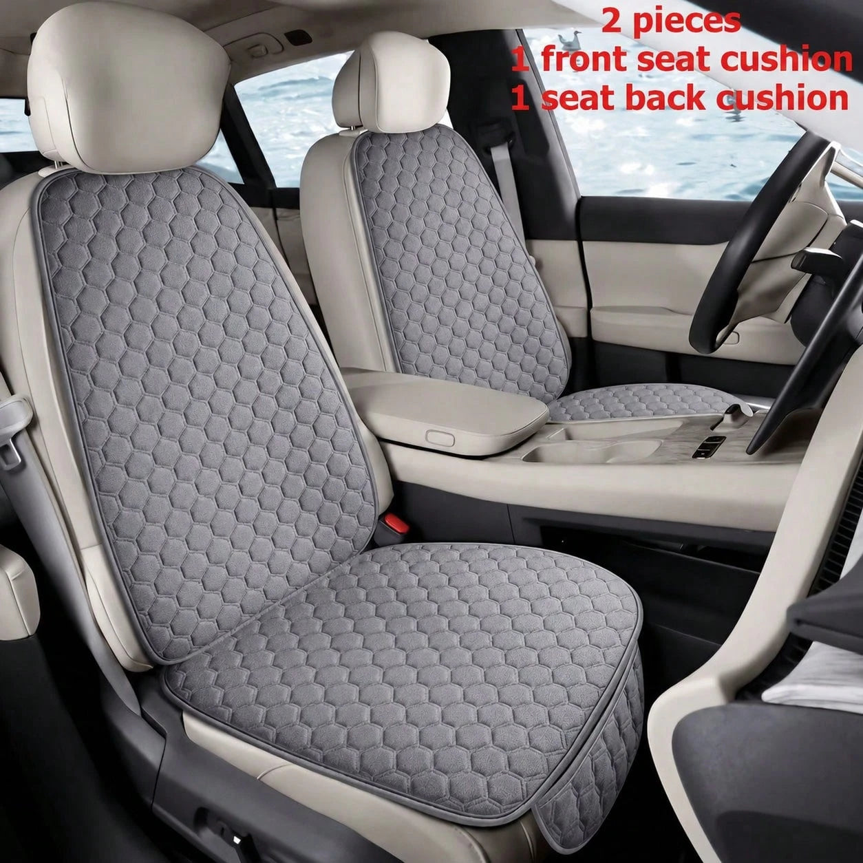 2pcs Universal Car Seat Cushions, All-Season Comfortable, Non-Slip Design, Suitable For Front Seats And Backrests
