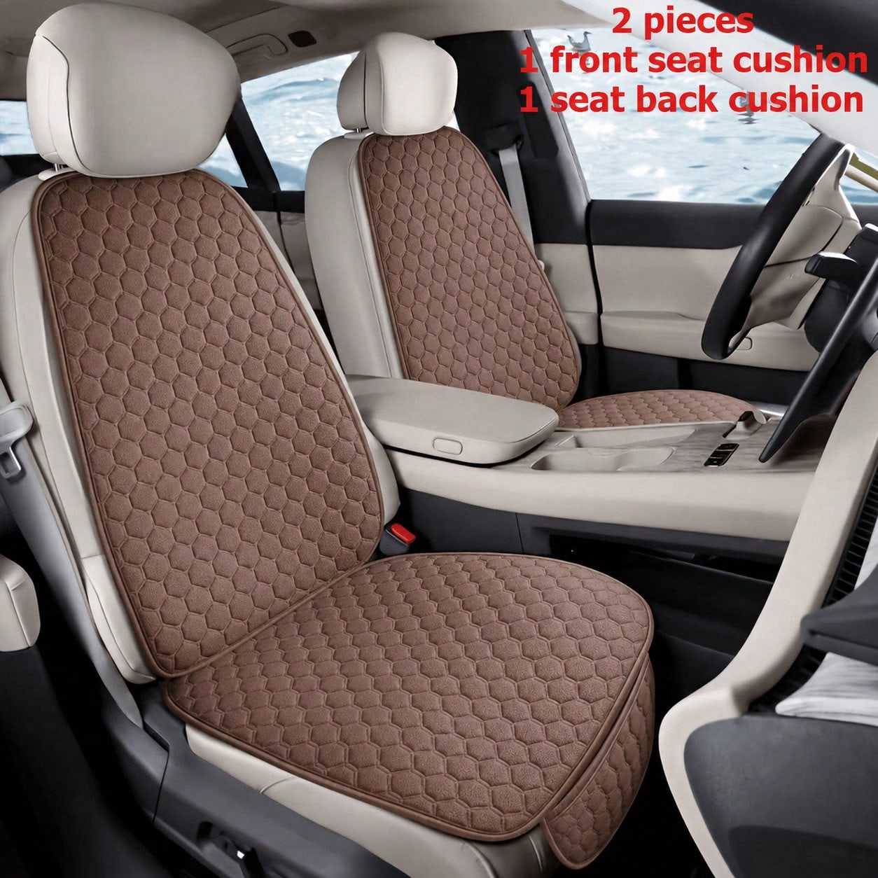 2pcs Universal Car Seat Cushions, All-Season Comfortable, Non-Slip Design, Suitable For Front Seats And Backrests