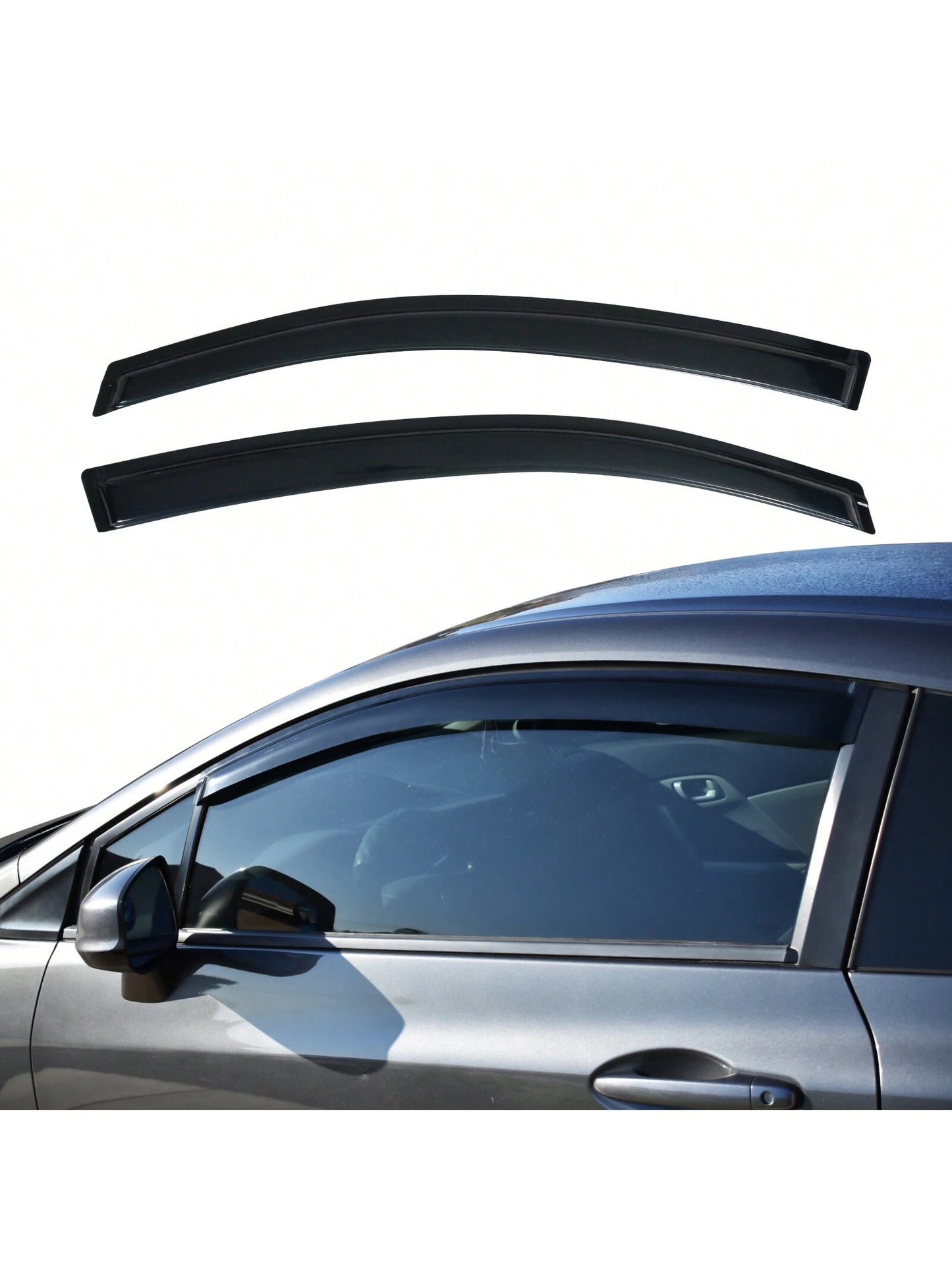 2PCS Window Visors Fit For 2012-2015 Hondas' Civic 2-Door, Slim Style Smoke/Tinted Acrylic Tape-On Auto Car Window Visorss Vent Shade Rain Sun Wind Deflector Guard, Sporty Valentine Upgrade