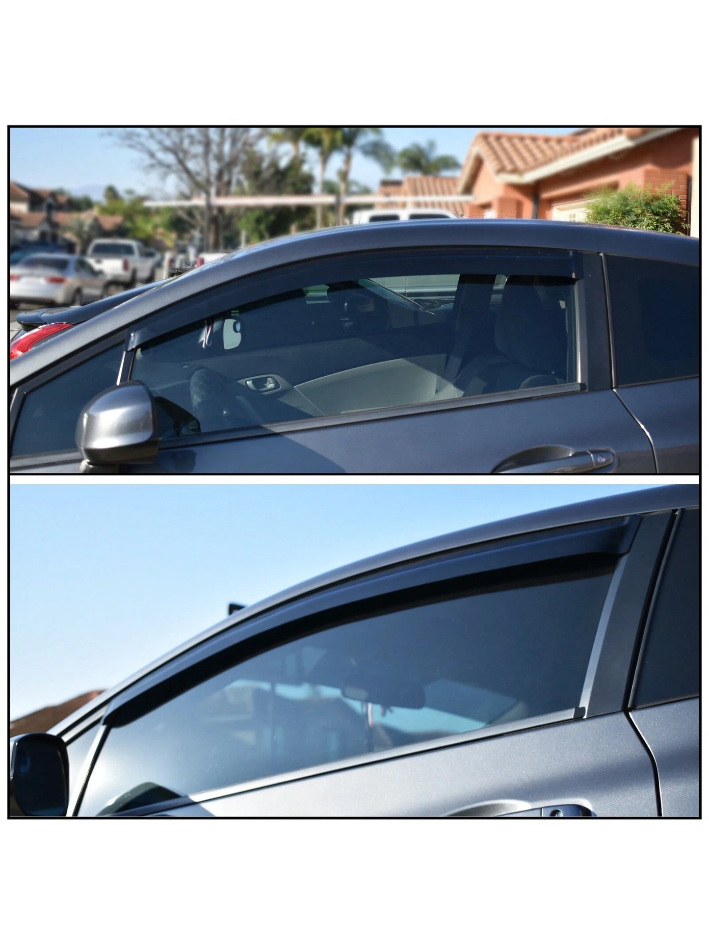 2PCS Window Visors Fit For 2012-2015 Hondas' Civic 2-Door, Slim Style Smoke/Tinted Acrylic Tape-On Auto Car Window Visorss Vent Shade Rain Sun Wind Deflector Guard, Sporty Valentine Upgrade