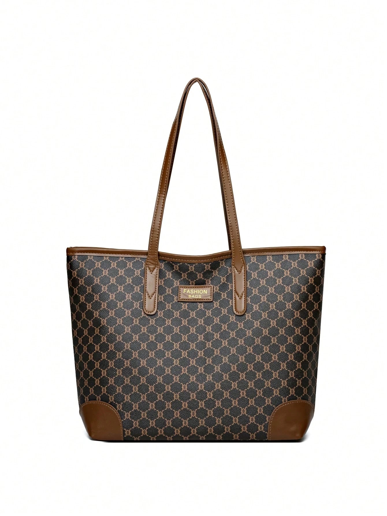 2pcs Women's Combo Bag Set Vintage Print PU Leather Large Capacity Tote Bag With Matching Wallet, Colorblock Versatile Shoulder Bag Handbag Summer Wallet Set For Commuting Shopping Travel Business Tri
