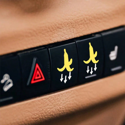 2pcs Yellow Banana Peel Car Button Stickers! Indicate Trash Can Location, Prevent Passengers From Littering, Funny Cute Design Adds Quirky Charm To Car Interior