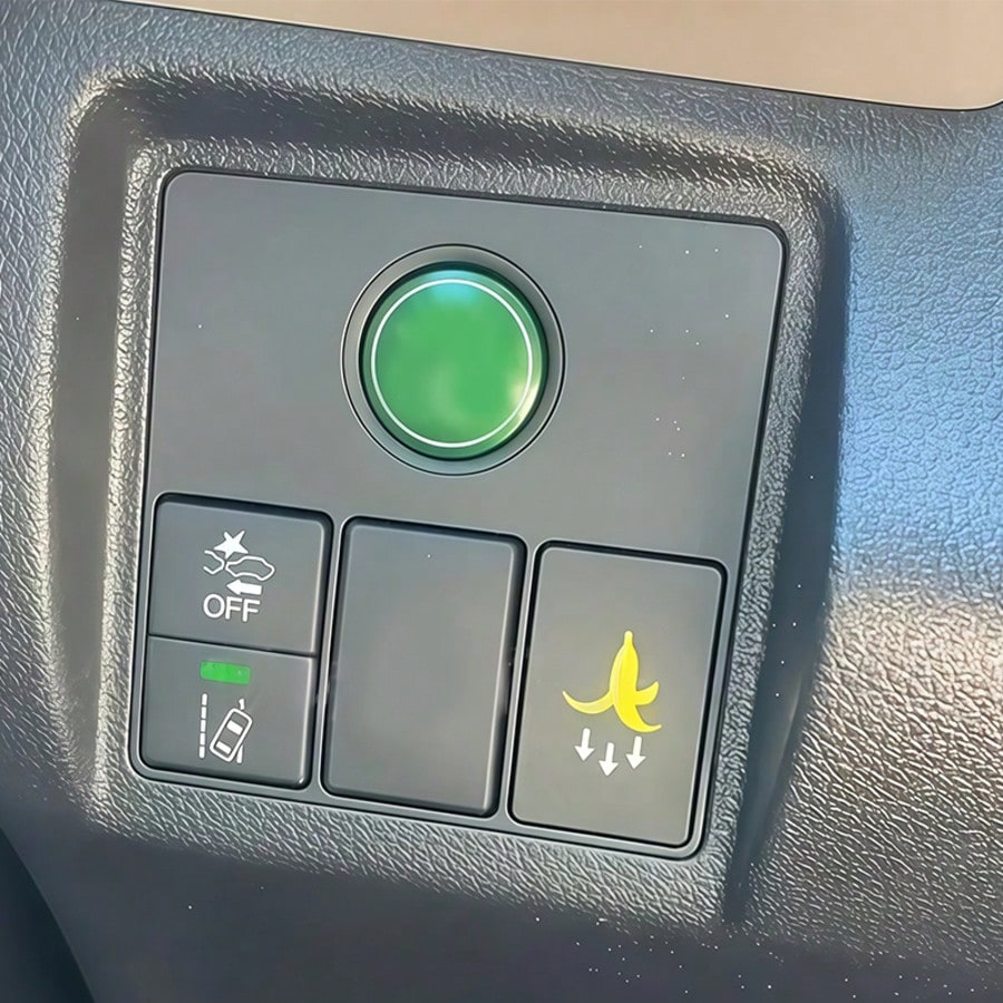 2pcs Yellow Banana Peel Car Button Stickers! Indicate Trash Can Location, Prevent Passengers From Littering, Funny Cute Design Adds Quirky Charm To Car Interior