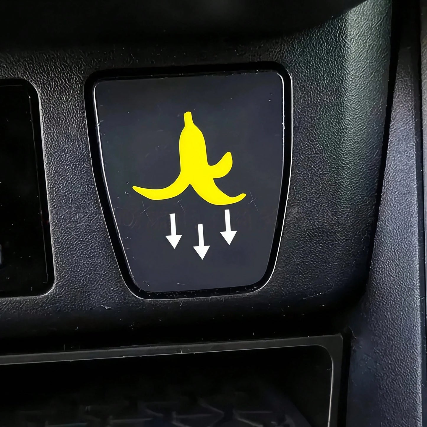 2pcs Yellow Banana Peel Car Button Stickers! Indicate Trash Can Location, Prevent Passengers From Littering, Funny Cute Design Adds Quirky Charm To Car Interior