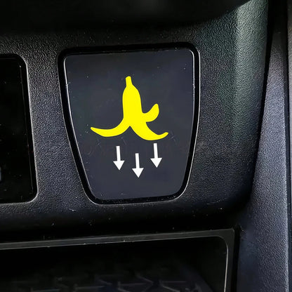 2pcs Yellow Banana Peel Car Button Stickers! Indicate Trash Can Location, Prevent Passengers From Littering, Funny Cute Design Adds Quirky Charm To Car Interior