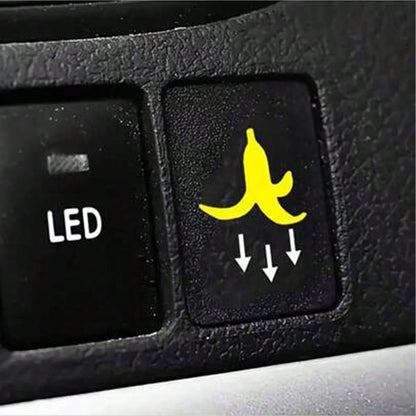 2pcs Yellow Banana Peel Car Button Stickers! Indicate Trash Can Location, Prevent Passengers From Littering, Funny Cute Design Adds Quirky Charm To Car Interior