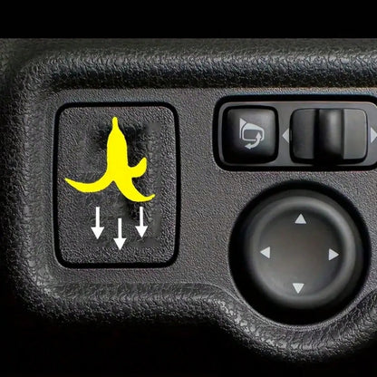 2pcs Yellow Banana Peel Car Button Stickers! Indicate Trash Can Location, Prevent Passengers From Littering, Funny Cute Design Adds Quirky Charm To Car Interior