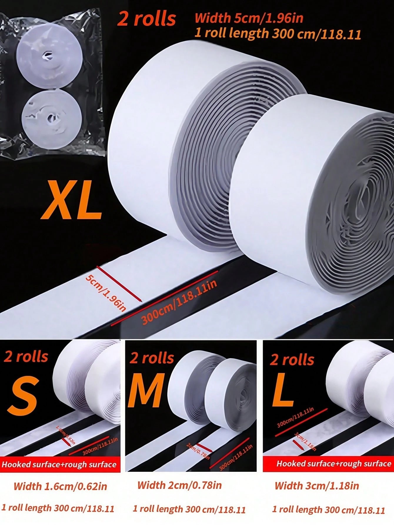2roll/Set Strong Adhesive 3 Meters Hook-And-Loop,Hook And Loop Fasteners One Each, Self-Adhesive Minimalist Nylon Hook And Loop Fasteners,Tape For Couch Cushions,Strips With Adhesive,For Fixing Curtai