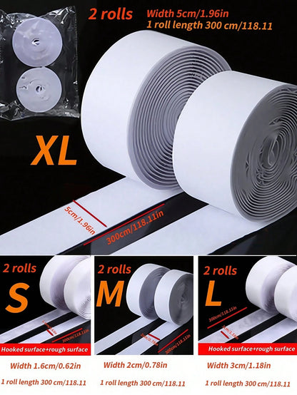 2roll/Set Strong Adhesive 3 Meters Hook-And-Loop,Hook And Loop Fasteners One Each, Self-Adhesive Minimalist Nylon Hook And Loop Fasteners,Tape For Couch Cushions,Strips With Adhesive,For Fixing Curtai