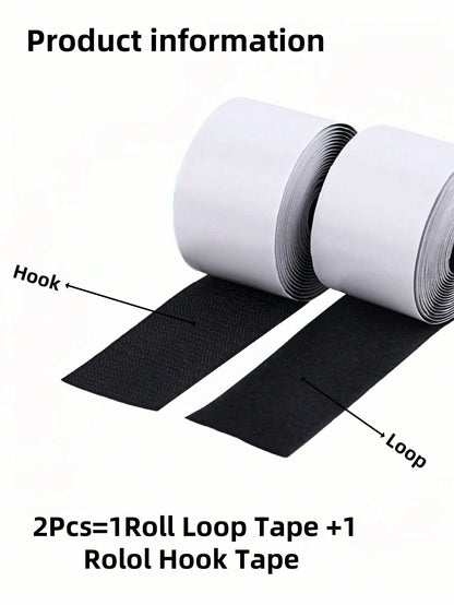 2roll/Set Strong Adhesive 3 Meters Hook-And-Loop,Hook And Loop Fasteners One Each, Self-Adhesive Minimalist Nylon Hook And Loop Fasteners,Tape For Couch Cushions,Strips With Adhesive,For Fixing Curtai