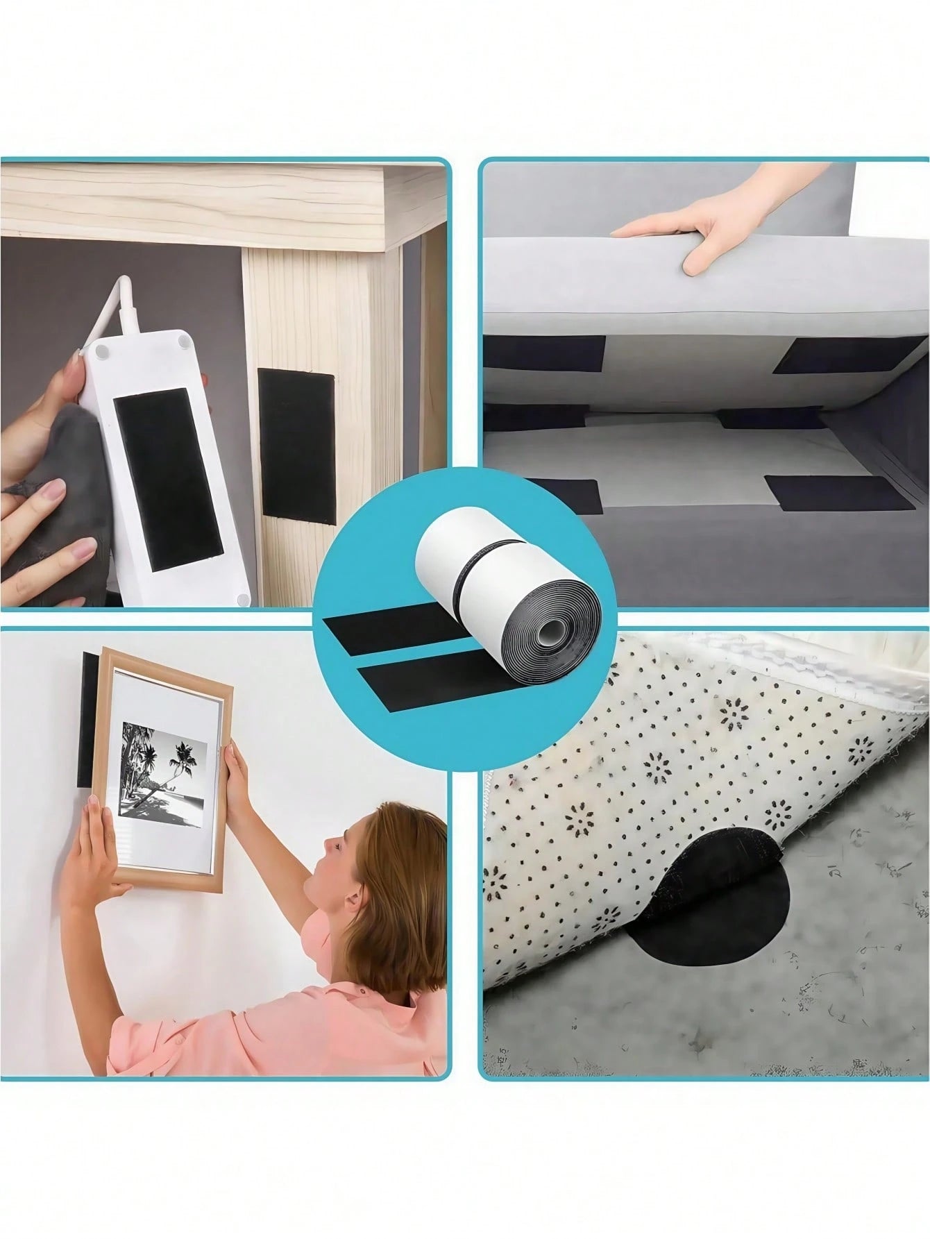 2roll/Set Strong Adhesive 3 Meters Hook-And-Loop,Hook And Loop Fasteners One Each, Self-Adhesive Minimalist Nylon Hook And Loop Fasteners,Tape For Couch Cushions,Strips With Adhesive,For Fixing Curtai