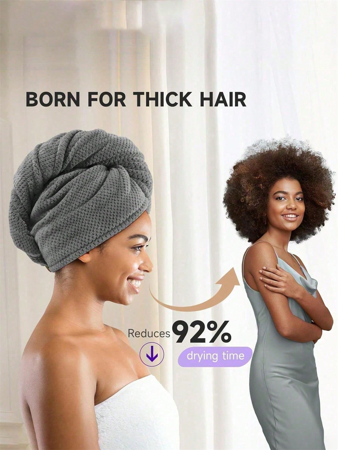 3/2/1pc Ultra Soft Microfiber Towel- Quick Dry Hair Towel, Minimalist Solid Color Bath Towel With Bear-Shaped Buckle, 300gsm High Absorbent Hair Drying Cap, Coral Fleece Towel Wrap, Suitable For Wome