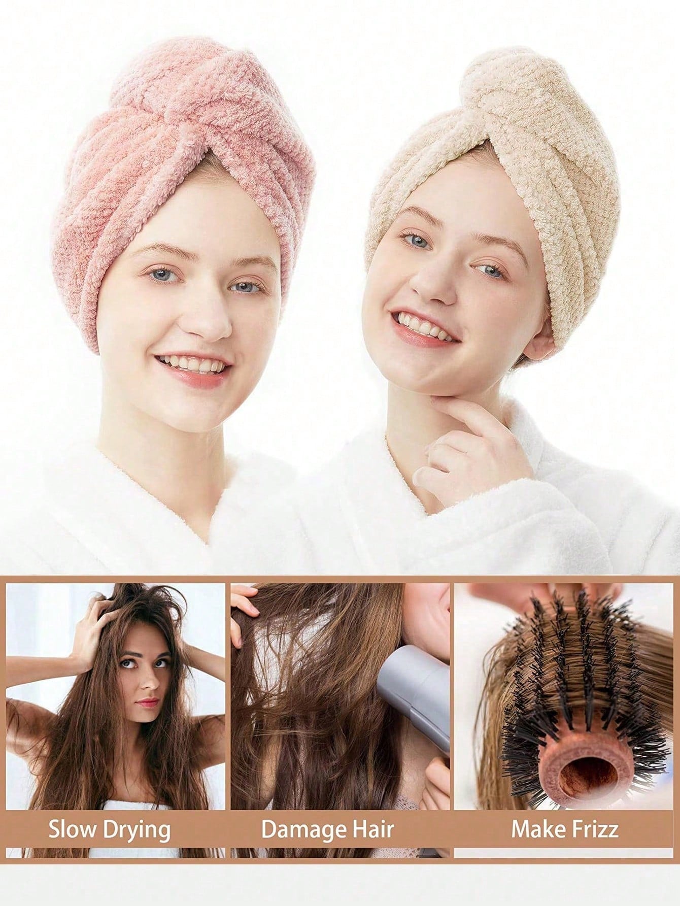 3/2/1pc Ultra Soft Microfiber Towel- Quick Dry Hair Towel, Minimalist Solid Color Bath Towel With Bear-Shaped Buckle, 300gsm High Absorbent Hair Drying Cap, Coral Fleece Towel Wrap, Suitable For Wome