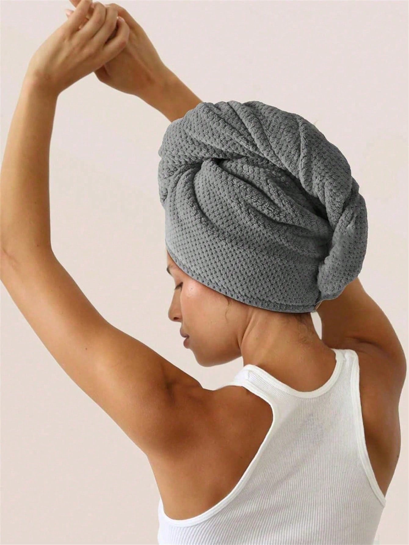 3/2/1pc Ultra Soft Microfiber Towel- Quick Dry Hair Towel, Minimalist Solid Color Bath Towel With Bear-Shaped Buckle, 300gsm High Absorbent Hair Drying Cap, Coral Fleece Towel Wrap, Suitable For Wome
