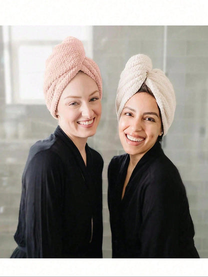 3/2/1pc Ultra Soft Microfiber Towel- Quick Dry Hair Towel, Minimalist Solid Color Bath Towel With Bear-Shaped Buckle, 300gsm High Absorbent Hair Drying Cap, Coral Fleece Towel Wrap, Suitable For Wome