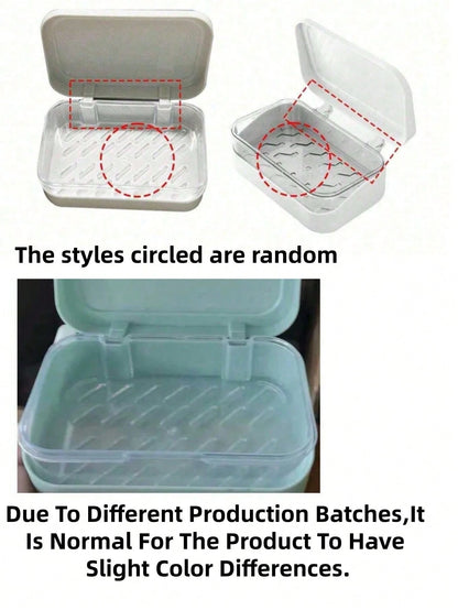 3/2pcs Color Block Double Layer Flip Top Soap Box, Minimalist Travel Soap Box With Lid, Creative Soap Tray With Drainage System, Transparent Storage Box, Suitable For Bathroom And Travel, No Drilling