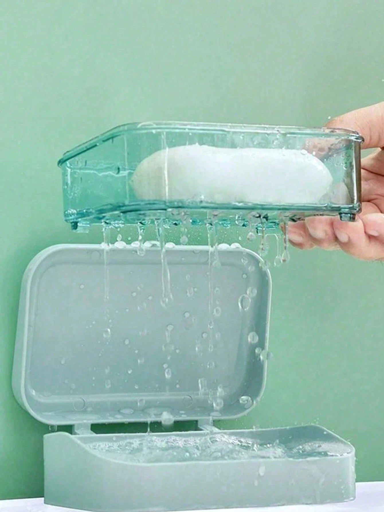 3/2pcs Color Block Double Layer Flip Top Soap Box, Minimalist Travel Soap Box With Lid, Creative Soap Tray With Drainage System, Transparent Storage Box, Suitable For Bathroom And Travel, No Drilling