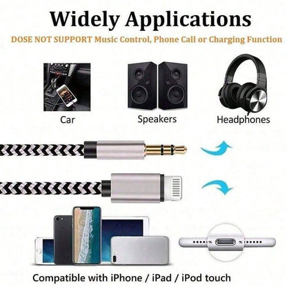 3.5mm Auxiliary Audio Jack Adapter Compatible With IPhone, Suitable For Car, Home Stereo/Speaker/Headphone, Compatible With IPhone 14/13/12/11/XS/XR/8/7/6 Series
