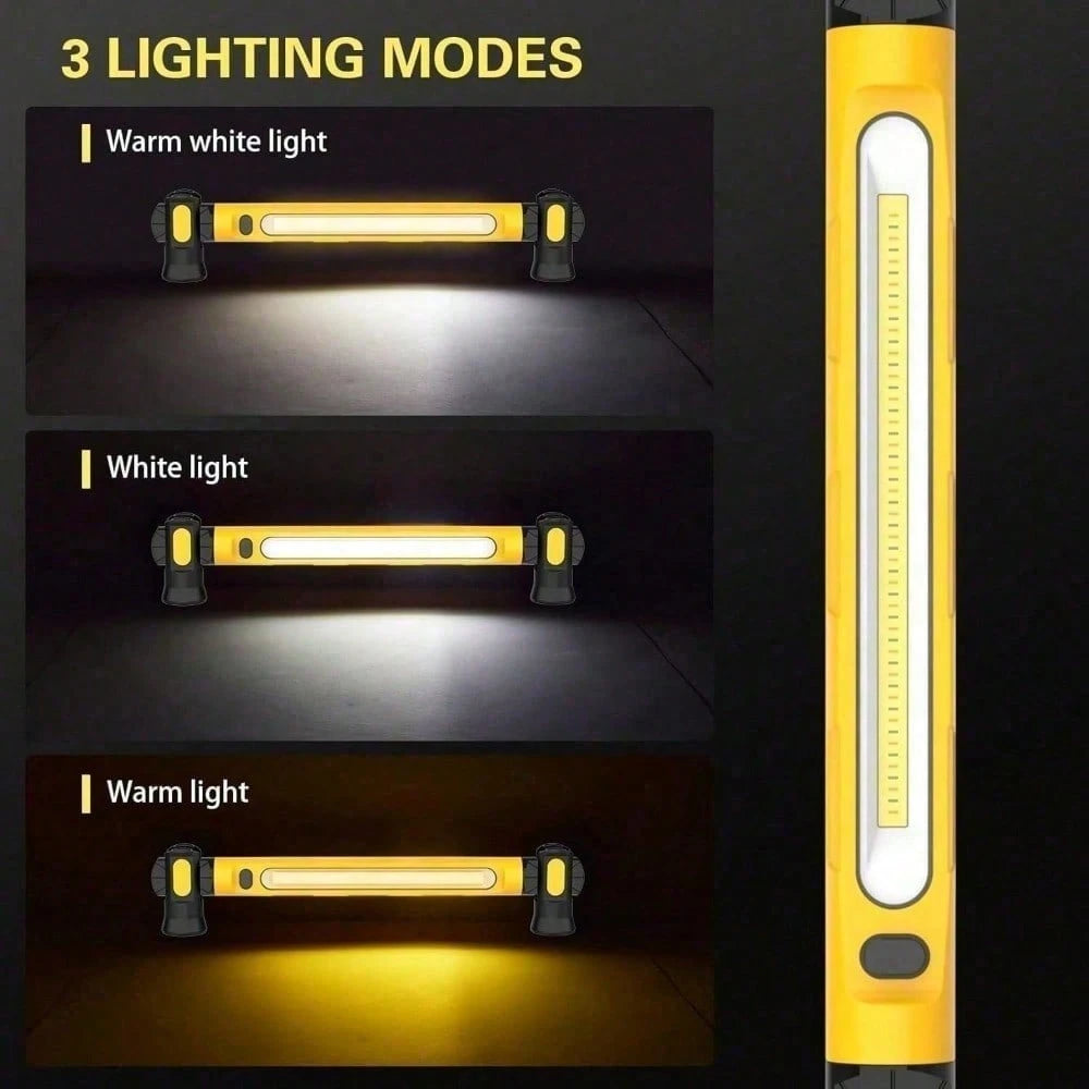 3 Color Modes Magnetic Work Light- 3000LM 6000mAh Rechargeable LED Bar, 360° Adjustable USB Output IP55 Waterproof For Car Repairing, Garage & Workshop