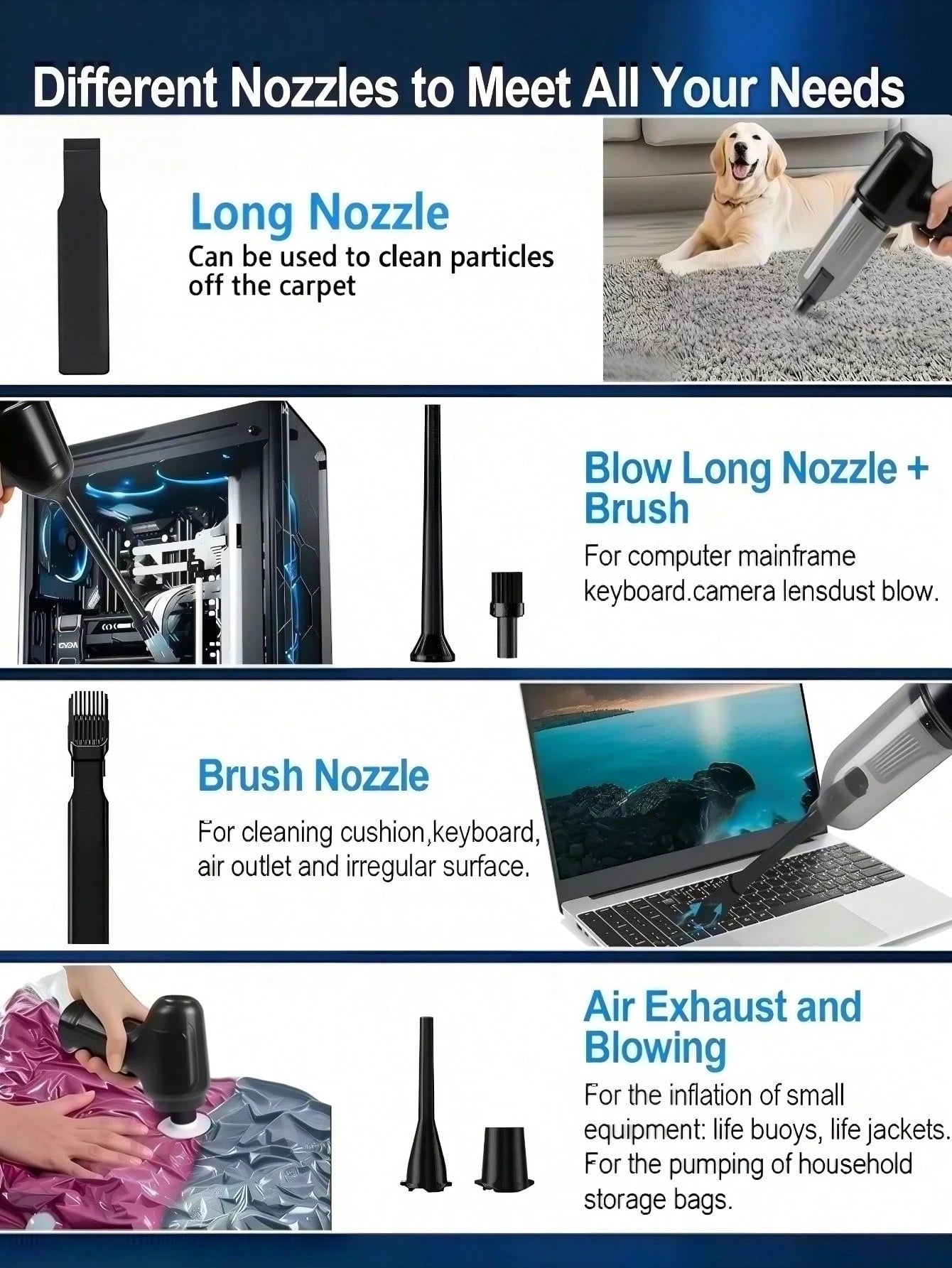 3-In-1 Car Vacuum Cleaner, Powerful Suction, Portable Compact Cordless Handheld Vacuum Cleaner, Suitable For Dry & Wet Cleaning, 2400mAh Battery, Car Accessories