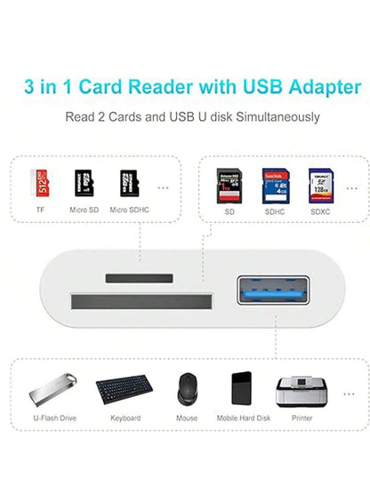 3-In-1 USB-C To SD/Micro SD Card Reader, Type-C To SD Card Reader Adapter, Compatible With Type-C Devices. Supports Compact Flash/CF/SD/MicroSD Cards, Suitable For Tablets, Laptops And Android Devices