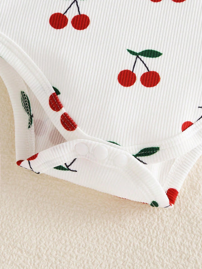 3 Pieces Newborn Soft Comfortable White Textured Fabric Cute Red Heart Print Long Sleeve Bodysuit With Footed Pants, Headband And Baby Swaddle Set, Home Wear