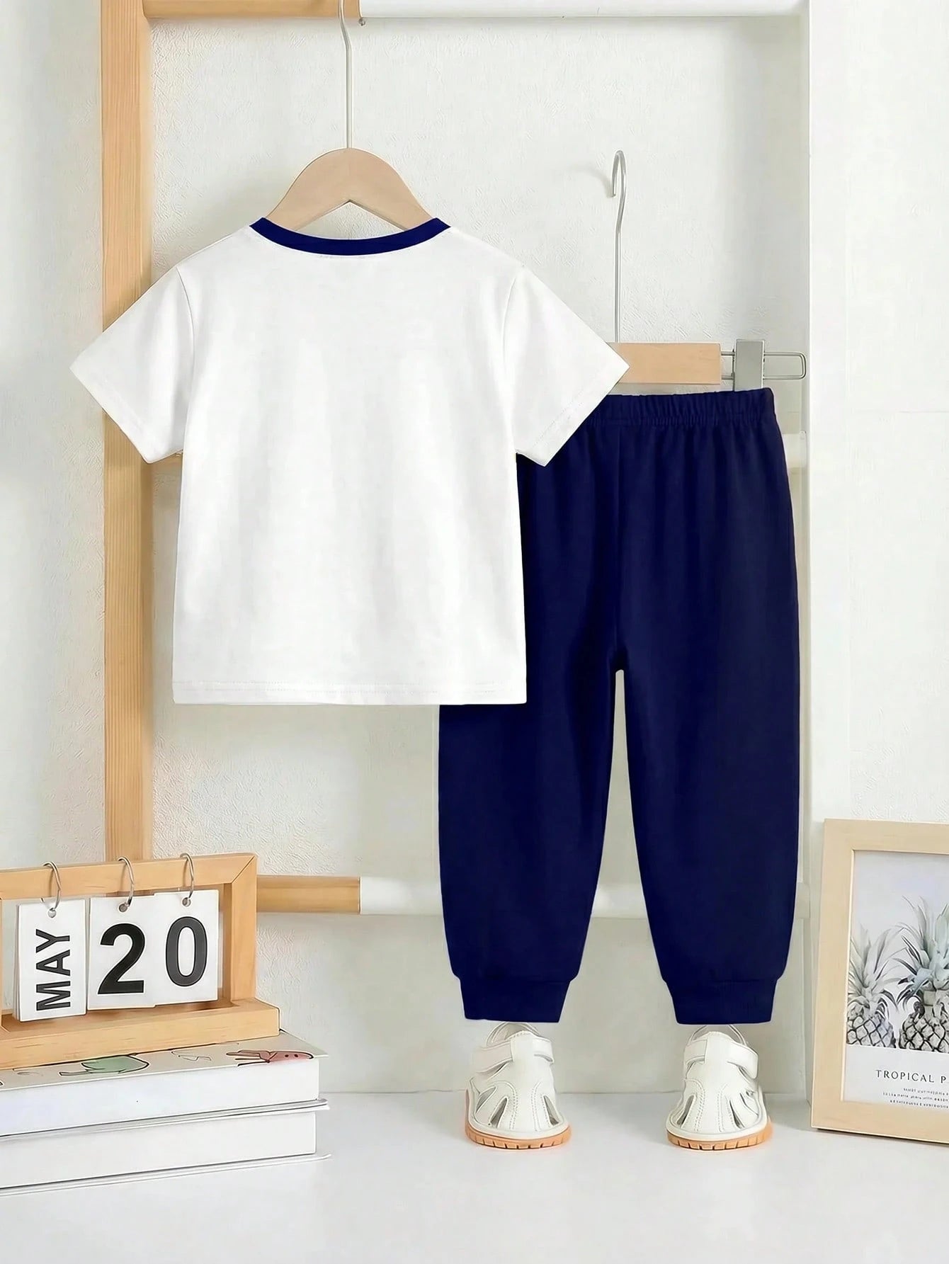 3 Sets Baby Boys' Casual Summer Beach Outfits,Loose Sports Short Sleeve T-Shirt And Pants 2-Piece Set,Classic Blue White Stripe Horse Logo Print