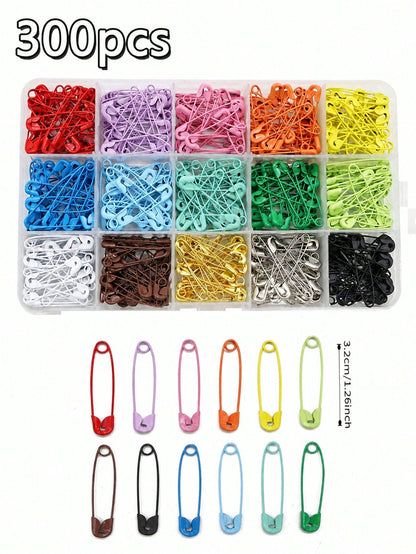 300pcs Colorful Safety Pins, Made Of High-Quality Metal, Bright And Vibrant Colors, Suitable For Sewing Projects, Handmade Crafts, Jewelry Making And Organizing Craft Accessories, Available In 10pcs