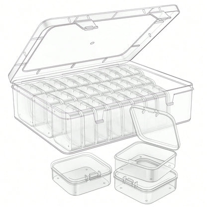 31pcs 1 Large Box + 30 Small Boxes Transparent Plastic Storage Box, Bead Container With Hinged Lid, For DIY Jewelry Craft, Nail Art, Bracelet Making Beads, Jewelry Making Supplies, Valentine's Day Gif