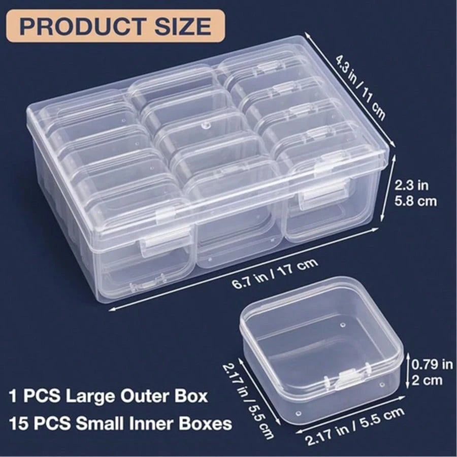 31pcs 1 Large Box + 30 Small Boxes Transparent Plastic Storage Box, Bead Container With Hinged Lid, For DIY Jewelry Craft, Nail Art, Bracelet Making Beads, Jewelry Making Supplies, Valentine's Day Gif