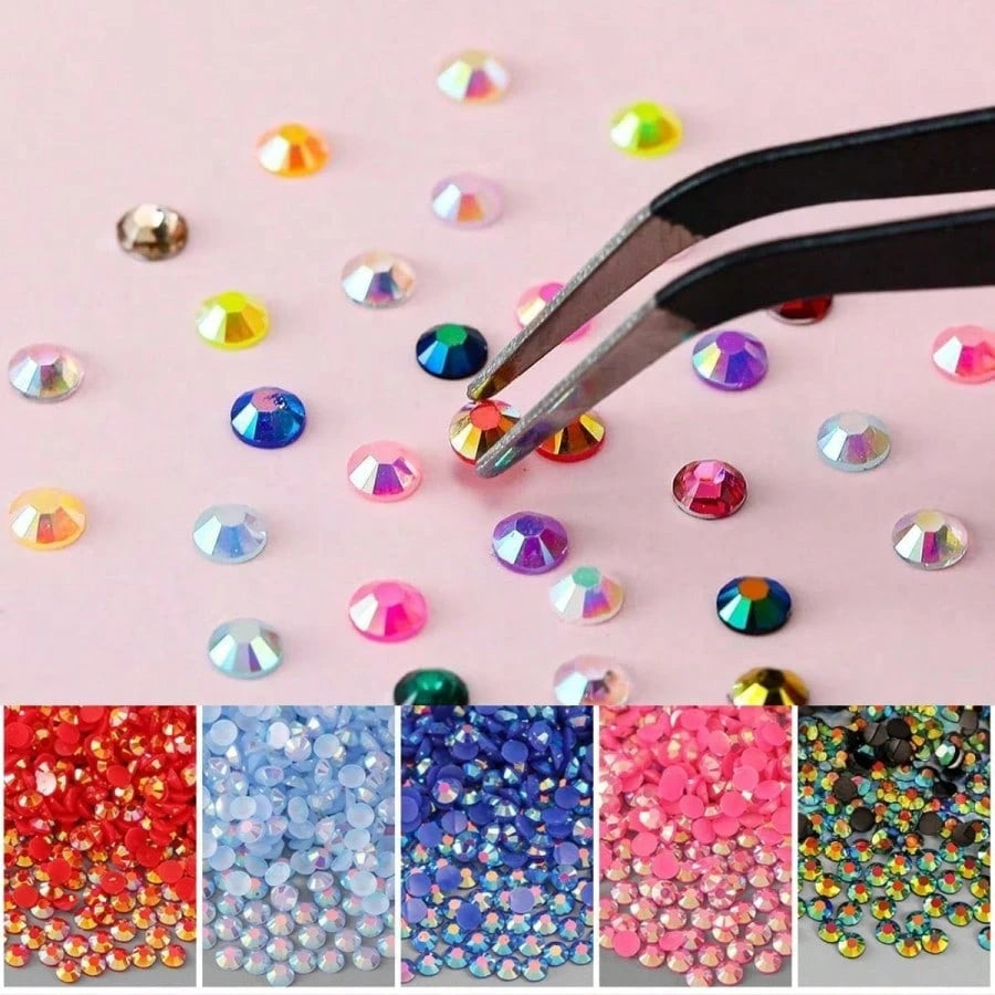 32,000pcs/40 Colors/3mm Flat Bottom Rhinestone Set, Multi-Color Handmade Gems Set With Pickup Pen And Tweezers. Suitable For DIY, Clothing, Shoes Sparkling Jewelry- Colorful Mixed Color Palette., Gif