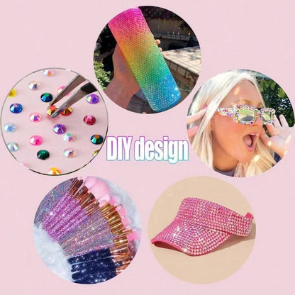 32,000pcs/40 Colors/3mm Flat Bottom Rhinestone Set, Multi-Color Handmade Gems Set With Pickup Pen And Tweezers. Suitable For DIY, Clothing, Shoes Sparkling Jewelry- Colorful Mixed Color Palette., Gif