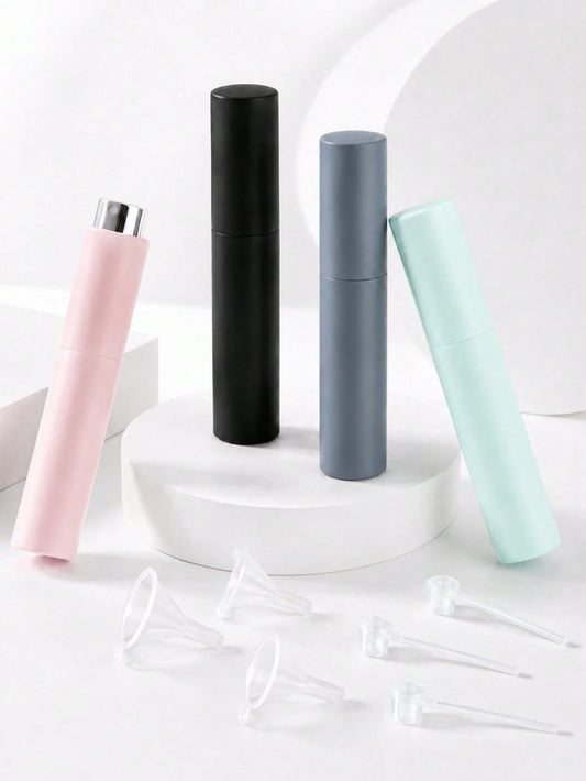 3pcs/2pcs 10ML Portable Perfume Refillable Spray Bottles With Dispenser, Solid Color Shell With Glass Inner Liner, Leak-Proof And Corrosion-Resistant, Refillable For Perfume, Toner, Spray. Compact And