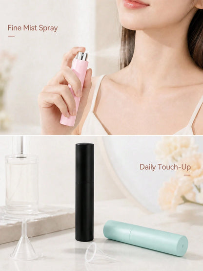 3pcs/2pcs 10ML Portable Perfume Refillable Spray Bottles With Dispenser, Solid Color Shell With Glass Inner Liner, Leak-Proof And Corrosion-Resistant, Refillable For Perfume, Toner, Spray. Compact And