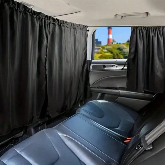 3pcs/2pcs/1pc Minimalist Car Partition Curtain, Sliding Sunshade Insulation Curtain, Creative Car Privacy Curtain With Sun Protection And Heat Insulation, Suction Cup Sunshade, Simple Black Interior P