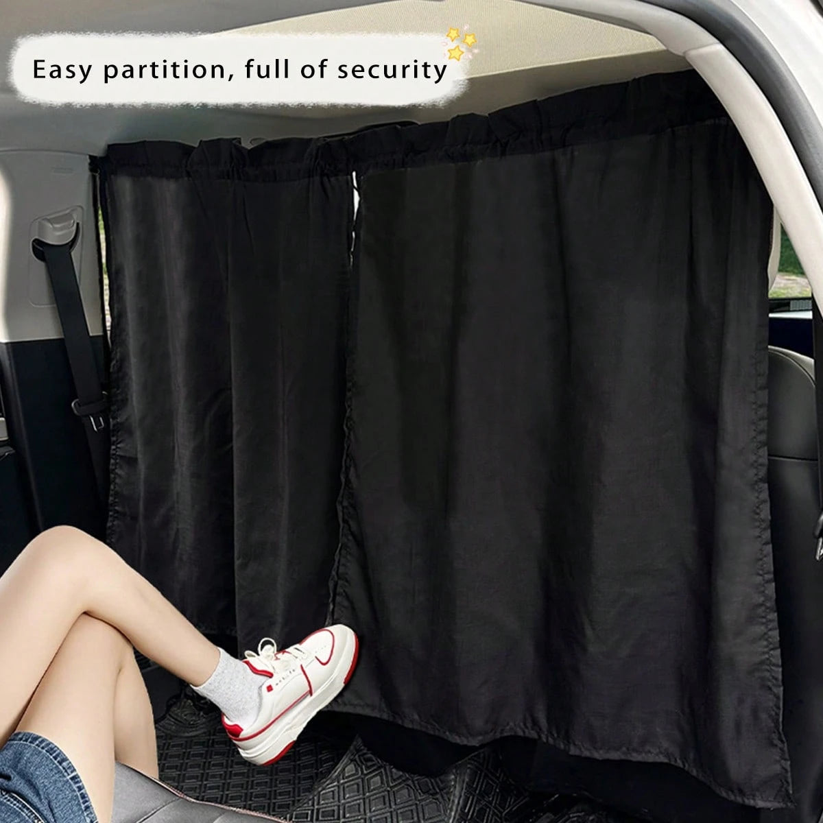 3pcs/2pcs/1pc Minimalist Car Partition Curtain, Sliding Sunshade Insulation Curtain, Creative Car Privacy Curtain With Sun Protection And Heat Insulation, Suction Cup Sunshade, Simple Black Interior P