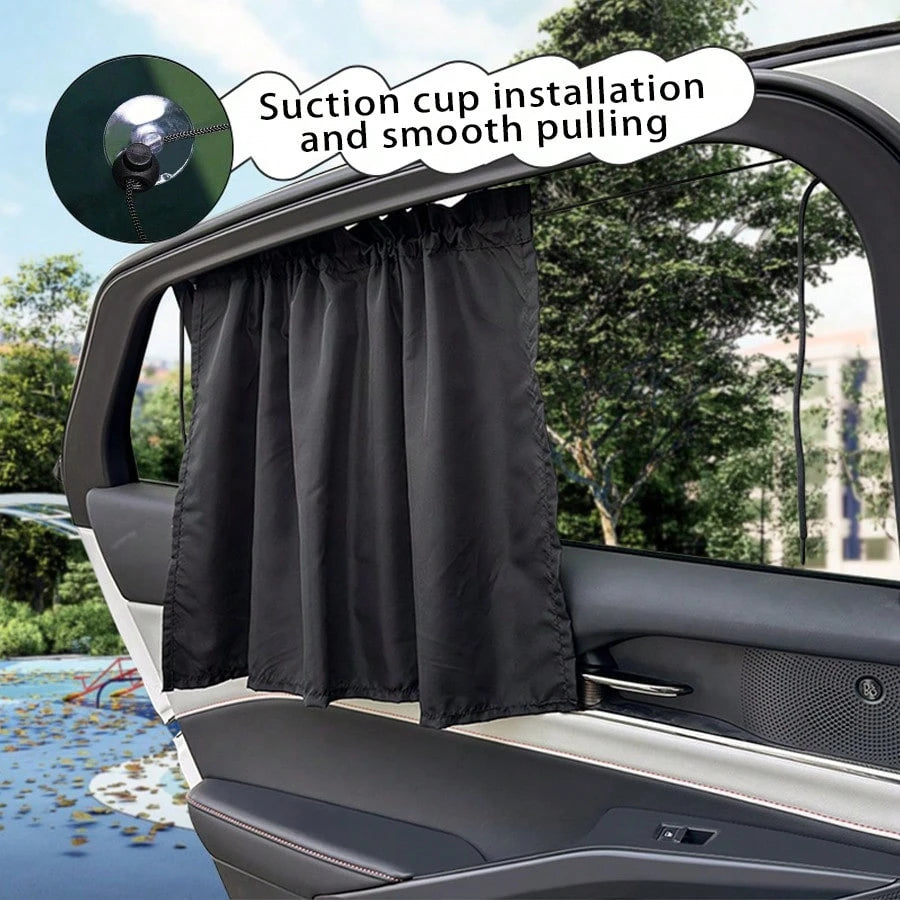 3pcs/2pcs/1pc Minimalist Car Partition Curtain, Sliding Sunshade Insulation Curtain, Creative Car Privacy Curtain With Sun Protection And Heat Insulation, Suction Cup Sunshade, Simple Black Interior P