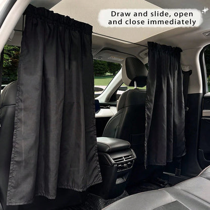 3pcs/2pcs/1pc Minimalist Car Partition Curtain, Sliding Sunshade Insulation Curtain, Creative Car Privacy Curtain With Sun Protection And Heat Insulation, Suction Cup Sunshade, Simple Black Interior P