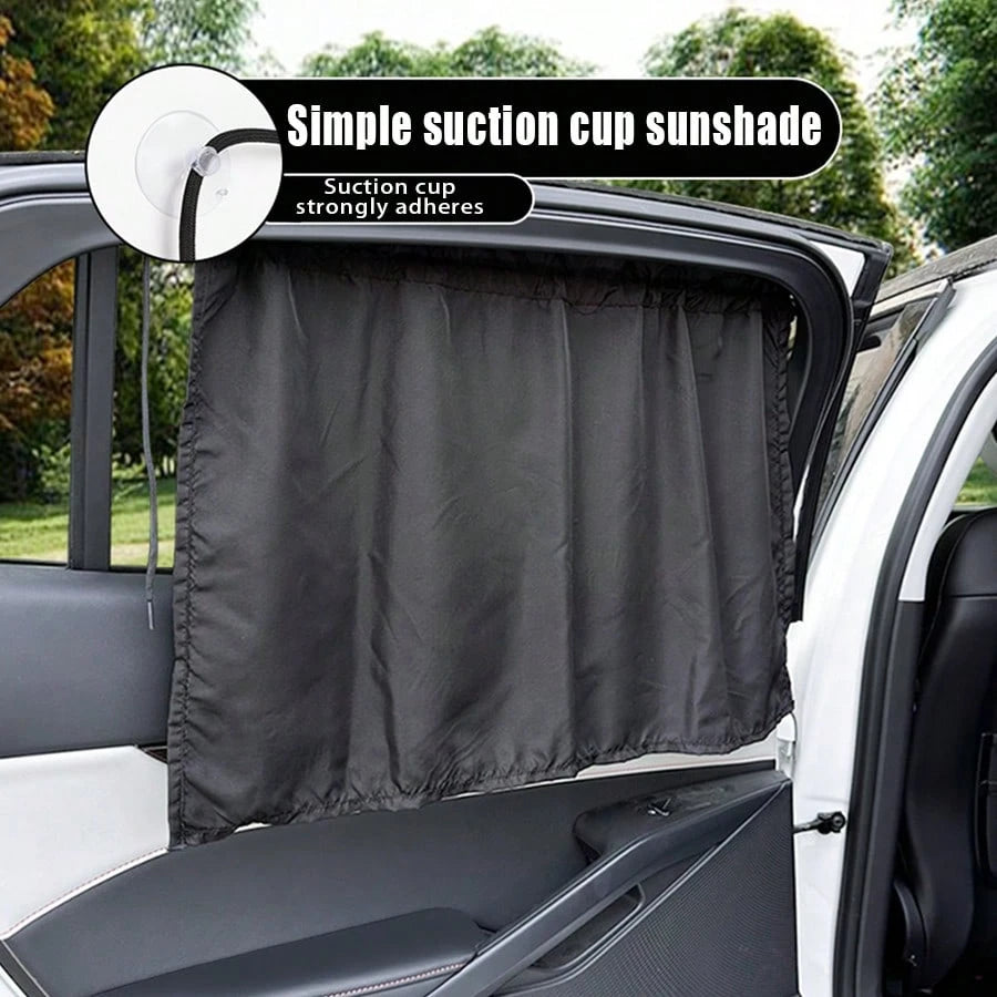 3pcs/2pcs/1pc Minimalist Car Partition Curtain, Sliding Sunshade Insulation Curtain, Creative Car Privacy Curtain With Sun Protection And Heat Insulation, Suction Cup Sunshade, Simple Black Interior P