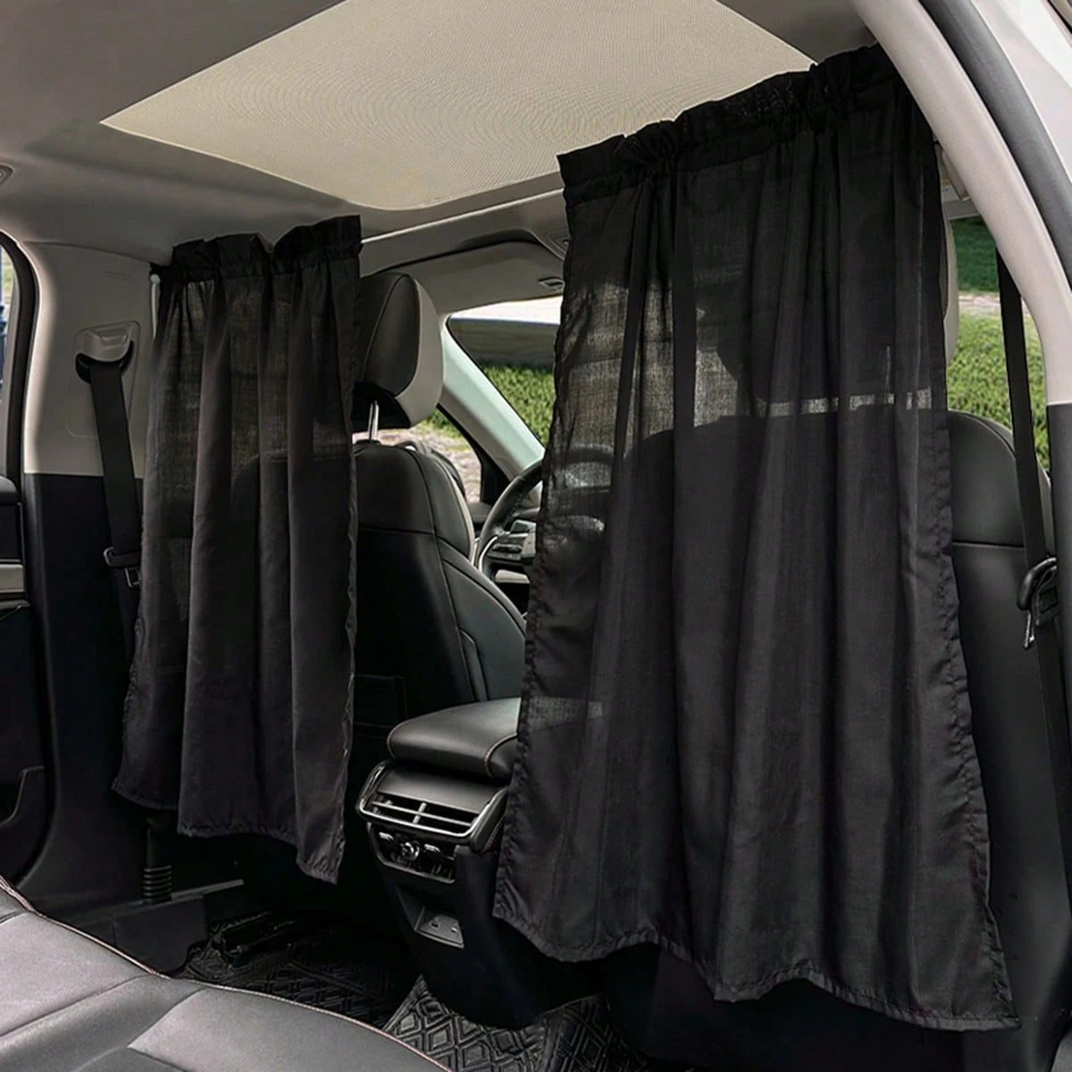 3pcs/2pcs/1pc Minimalist Car Partition Curtain, Sliding Sunshade Insulation Curtain, Creative Car Privacy Curtain With Sun Protection And Heat Insulation, Suction Cup Sunshade, Simple Black Interior P