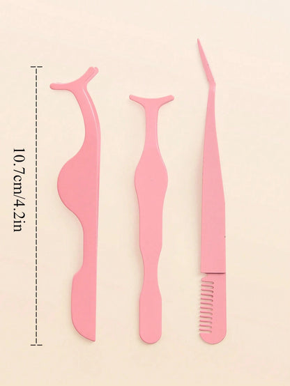 3pcs Pink Seahorse Clip + Gourd Clip + Comb Clip, False Eyelash Applicator Tweezers Set, Precise Grip Easy To Use, Effortless Application Of False Eyelashes, Makeup Tool, Home Essential, Travel Portab