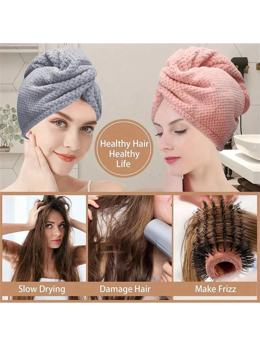 3pcs Premium Quick-Dry Super Soft Microfiber Hair Towels, Highly Absorbent & Comfortable, Designed For Frizzy Hair, Daily Essential Towel Gift, Bathroom Decor, Autumn Decoration, Back To School Hair W